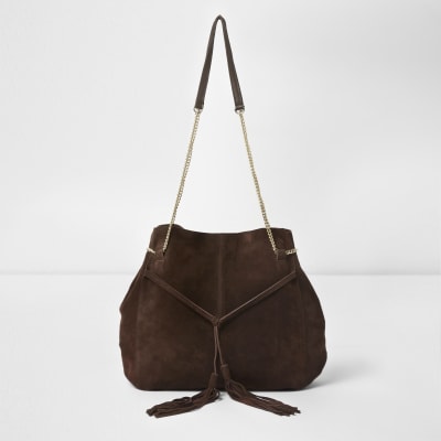 river island chain side slouch bag