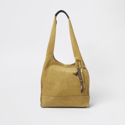 tan suede slouch bag