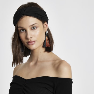 Black wide twist headband