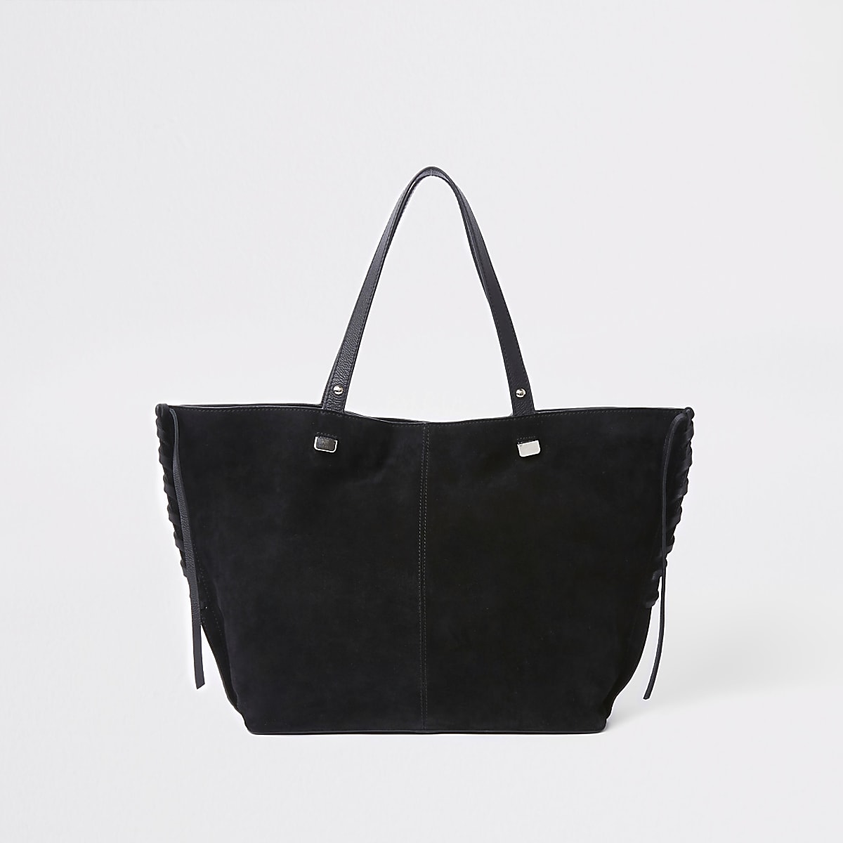 Black suede leather tote bag - Shopper & Tote Bags - Bags & Purses - women