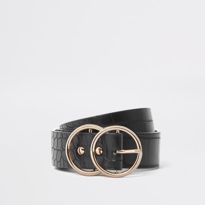 Schwarzer Jeansgürtel mit Prägung