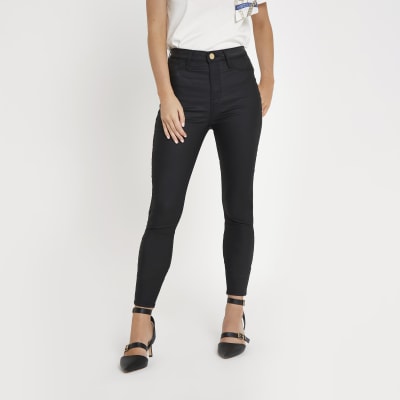 RI Petite - Harper - Zwarte jeans met hoge taille en coating