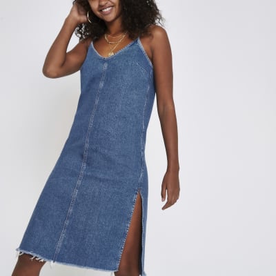 river island denim midi dress