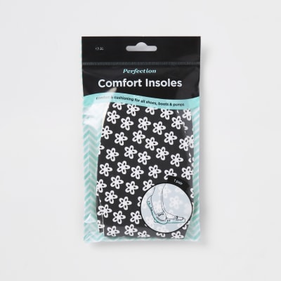 Zwarte comfortabele inlegzolen met bloemenprint