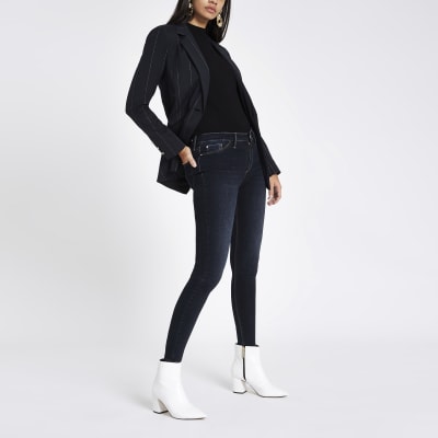 Molly – Dunkelblaue Jeggings mit mittelhohem Bund