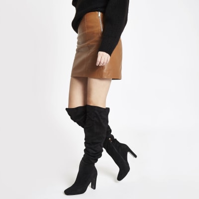 black over the knee slouch boots