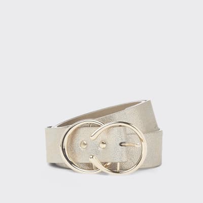 Gold glitter double ring jeans belt Belts Accessories women