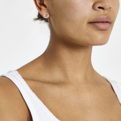 Lot de boucles d'oreilles argentées à strass