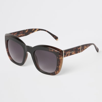 Brown tortoiseshell square glam sunglasses
