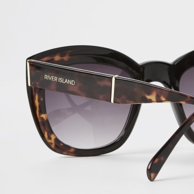 Brown tortoiseshell square glam sunglasses