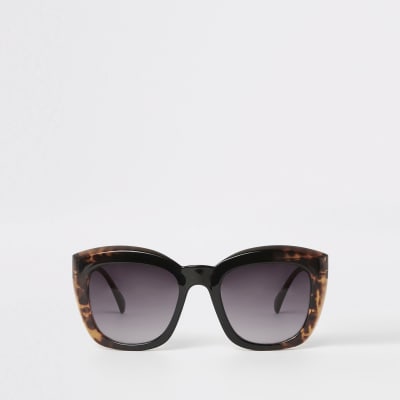 Brown tortoiseshell square glam sunglasses