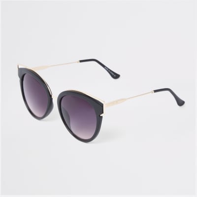 Black cat eye smoke lens sunglasses