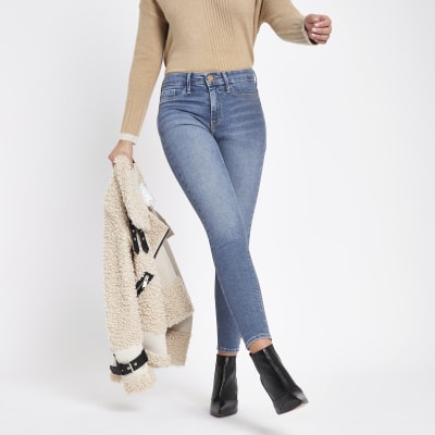 Molly – Dunkelblaue, mittelhohe Jeggings