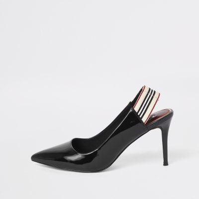 Zwarte puntige elastische pumps