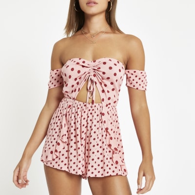 pink bardot playsuit