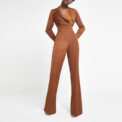 rust satin jumpsuit