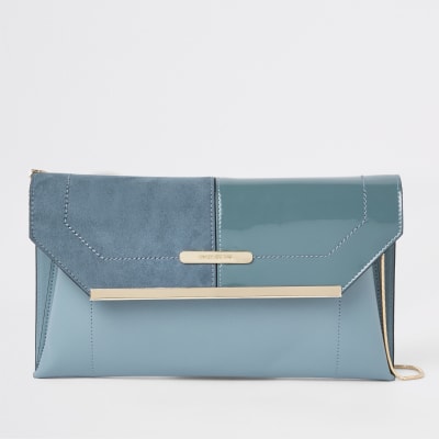 blue grey clutch bag