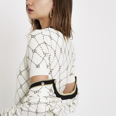 T-Shirt in Creme mit Herz-Print