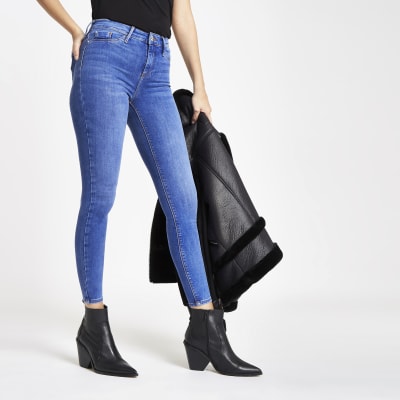 Molly – Hellblaue Jeggings mit mittelhohem Bund