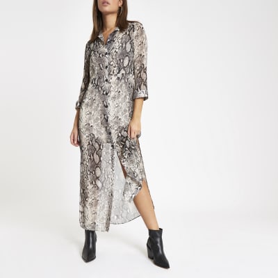 grey snake print maxi dress