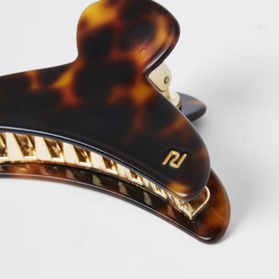 Clip banane motif écaille de tortue marron