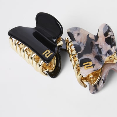 Lot de petits clips banane noirs