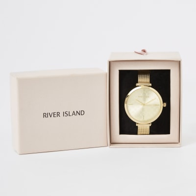 Gold colour mesh strap watch
