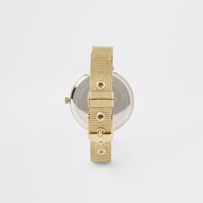 Gold colour mesh strap watch