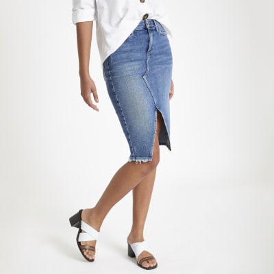 denim midi skirt river island