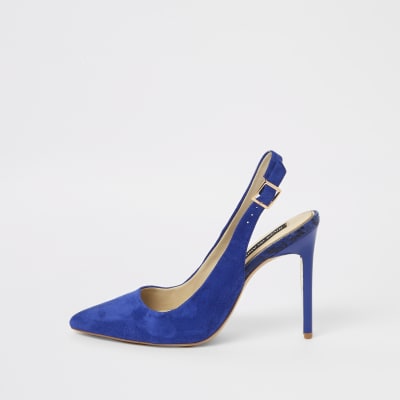 blue pointed court shoes