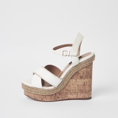 wide fit white wedges