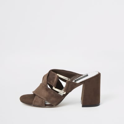 brown wide fit flat sandals