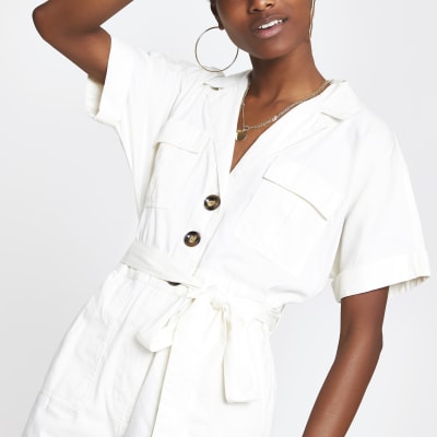 utility playsuit white