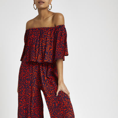 bardot jumpsuit wide leg
