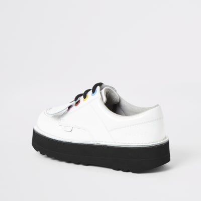 Kickers white leather Lo Stack boots