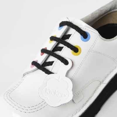 Kickers white leather Lo Stack boots