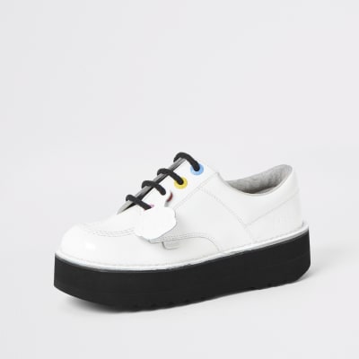 Kickers white leather Lo Stack boots