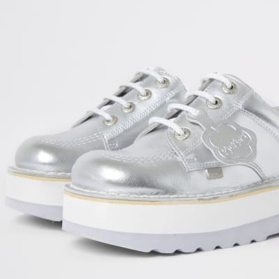 Kickers silver leather Lo Stack boots