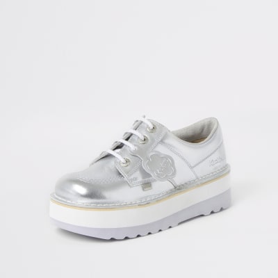 Kickers silver leather Lo Stack boots