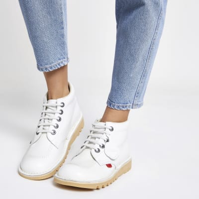 Kickers white Hi Classic boots