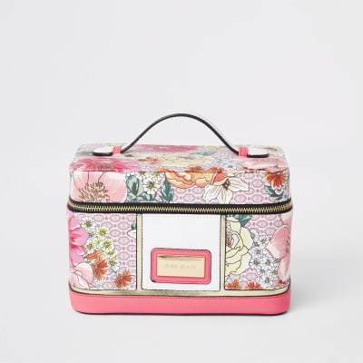 Light pink floral vanity case - Makeup Bags - Bags & Purses - women