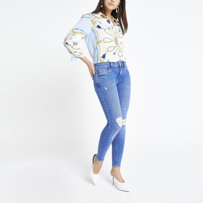RI Petite - Amelie - Felblauwe superskinny jeans