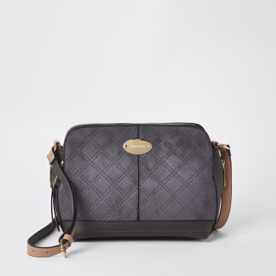 Grijze crossbodytas met drie vakken