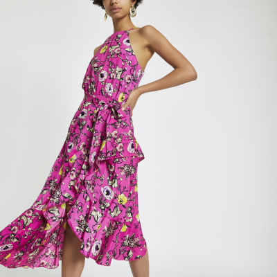 Forever Unique – Bedrucktes Midikleid mit Schnürung