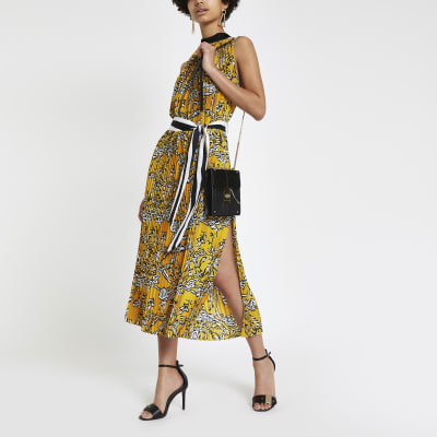 Forever Unique - Geplooide midi-jurk met zebraprint