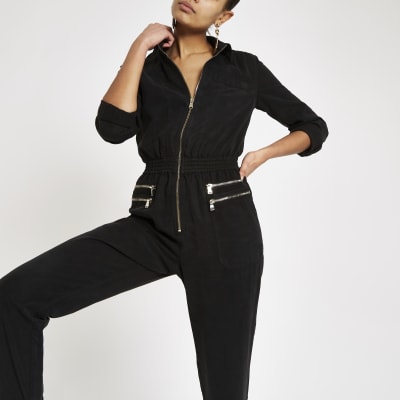 black jumpsuit with zipper