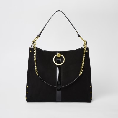 Black circle gold chain slouch bag - Shoulder Bags - Bags & Purses - women
