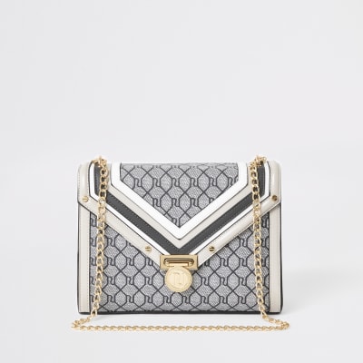 Grijze crossbodytas met RI-monogram voor meisjes