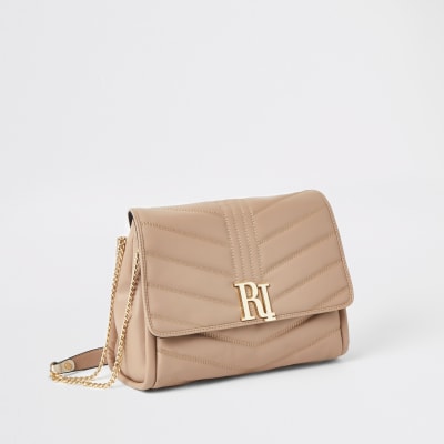 Beige, gesteppte Tasche