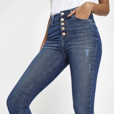 Hailey – Mittelblaue Jeans mit hohem Bund